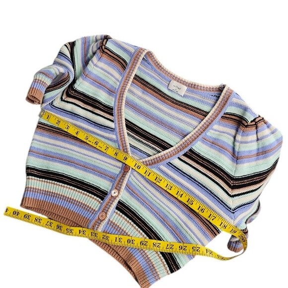 Wilfred Canterbury Cardigan, Striped, Short Puff Sleeve, Merino, Cotton, Size XS - Picture 6 of 8